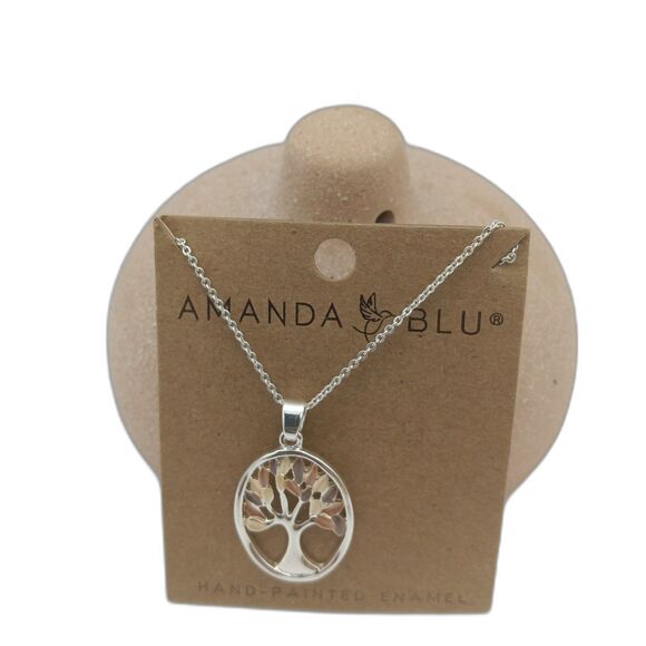 Natural Elements Silver Enameled Tree Necklace - Picture 1 of 4